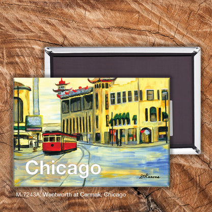 Wentworth at Cermak, Chicago, Magnet (M-7243A),Front, www.printedcanvas.com