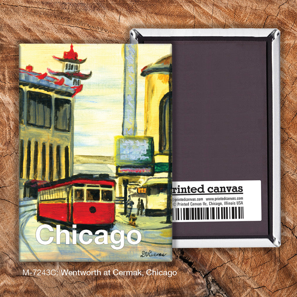 Wentworth at Cermak, Chicago, Magnet (M-7243C),Front, www.printedcanvas.com