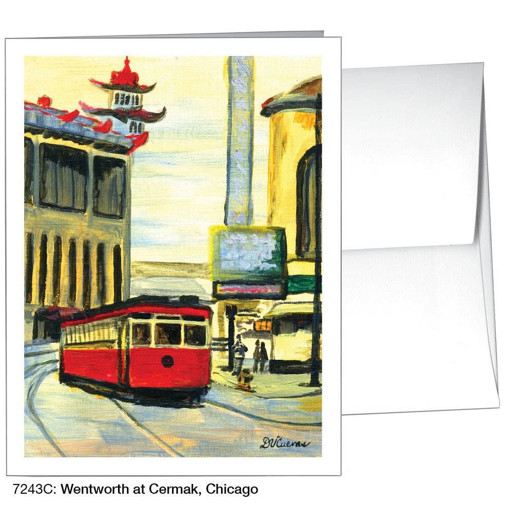 Wentworth at Cermak, Chicago, Greeting Card (#7243C), A2 Card, www.printedcanvas.com