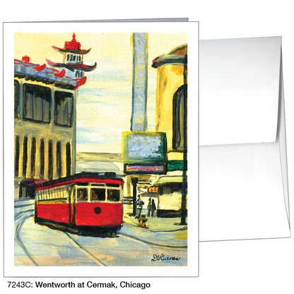 Wentworth at Cermak, Chicago, Greeting Card (#7243C), A2 Card, www.printedcanvas.com