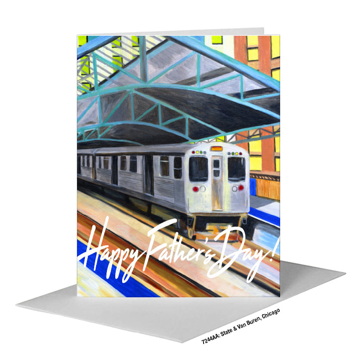 State & Van Buren, Chicago, Greeting Card (#7244AA), A2 Card Front, www.printedcanvas.com