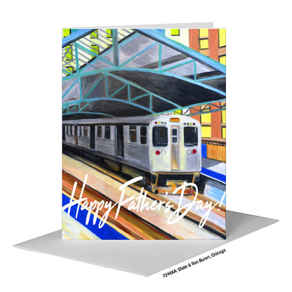 State & Van Buren, Chicago, Greeting Card (#7244AA), A2 Card Front, www.printedcanvas.com