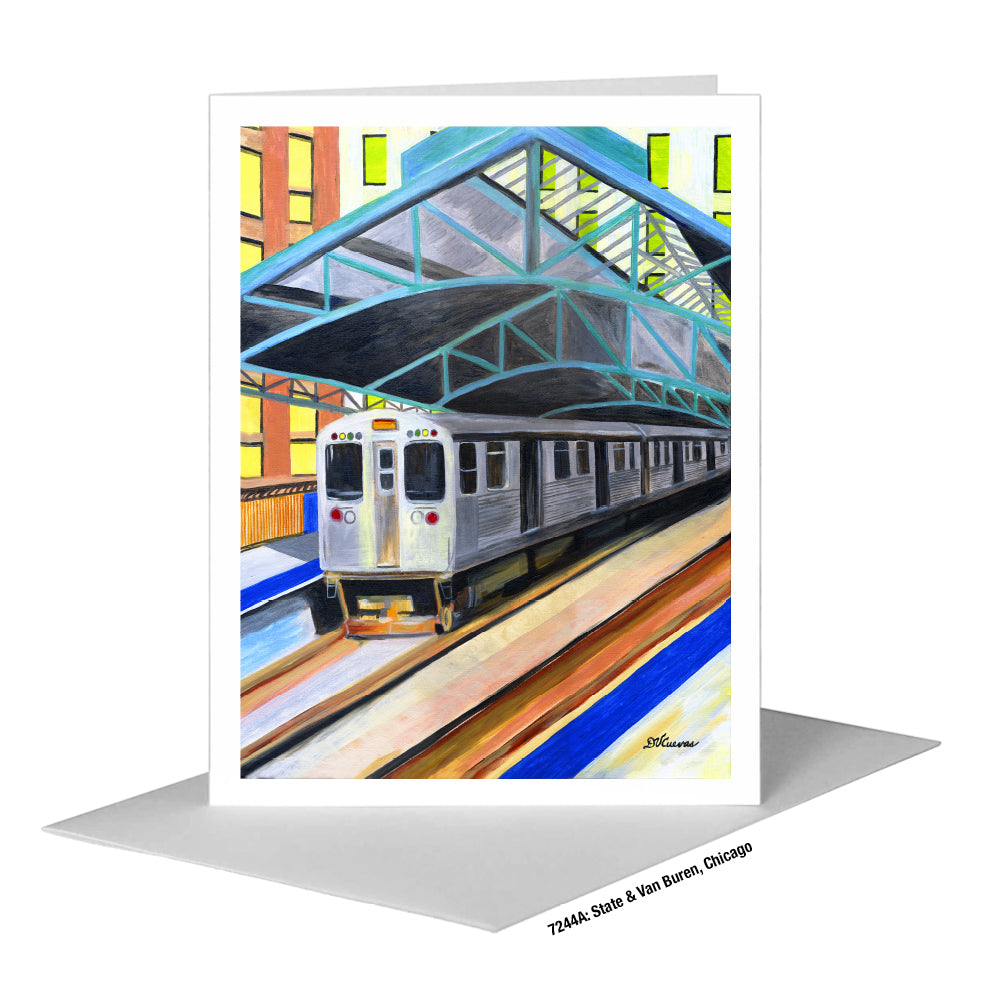 State & Van Buren, Chicago, Greeting Card (#7244A), A2 Card Front, www.printedcanvas.com