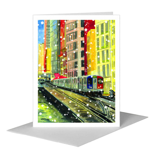 El, Chicago, Greeting Card (#7248E) A2 Card Front, www.printedcanvas.com