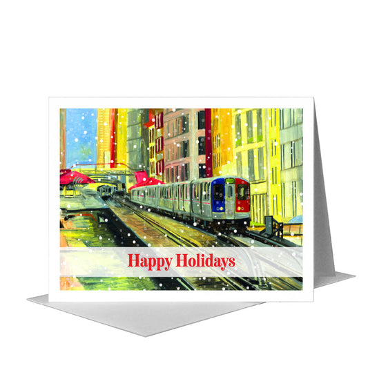 El, Chicago, Greeting Card (#7248G) A2 Card Front, www.printedcanvas.com