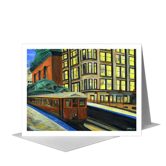 Library, Chicago, Greeting Card (#7250A) A2 Card Front, www.printedcanvas.com
