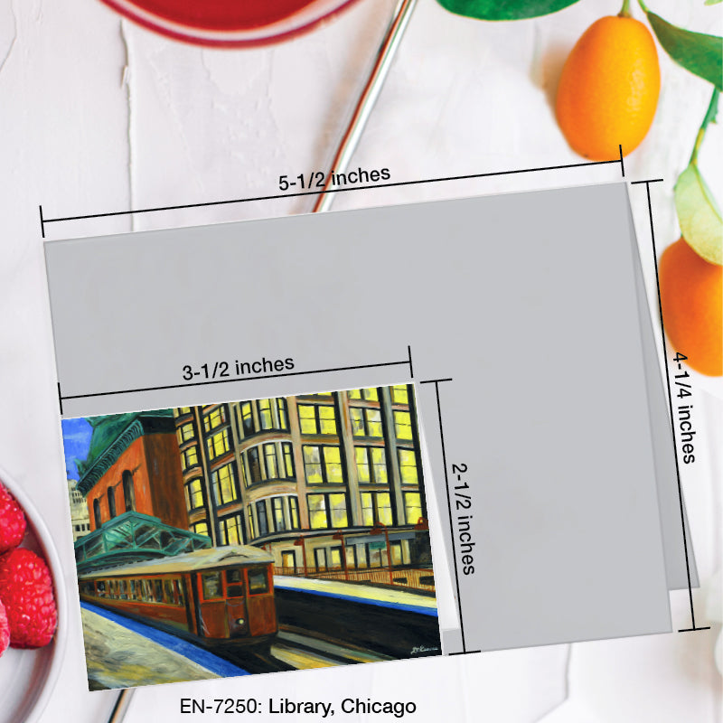 Library, Chicago, Greeting Card (7250A), Enclosure Card, www.printedcanvas.com