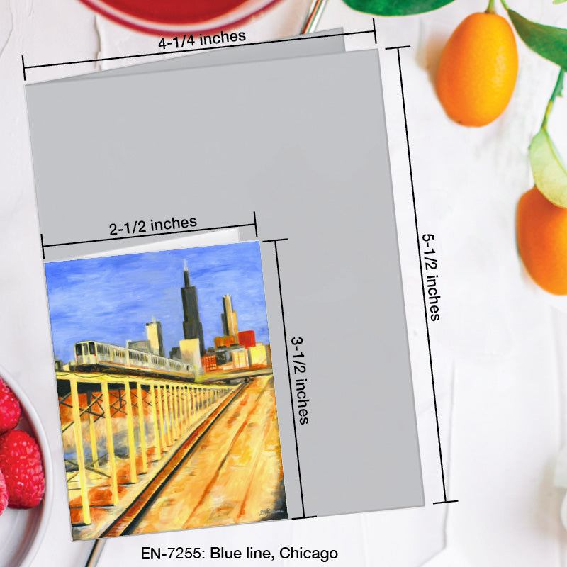 Blue Line, Chicago, Greeting Card (7255A), Enclosure Card, www.printedcanvas.com