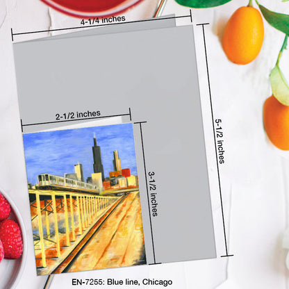 Blue Line, Chicago, Greeting Card (7255A), Enclosure Card, www.printedcanvas.com