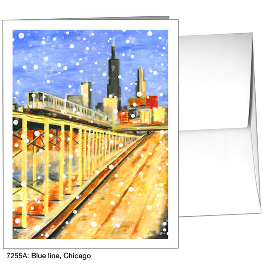 Blue Line, Chicago, Greeting Card (7255A), A2, printedcanvas.com