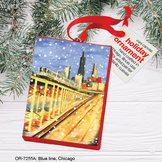 Blue Line, Chicago, Ornament (OR-7255A), Front, printedcanvas.com