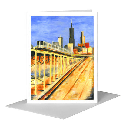 Blue Line, Chicago, Greeting Card (#7255A) A2 Card Front, www.printedcanvas.com