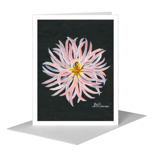Cactus Flowered Dahlia, Greeting Card (#7261A) A2 Card Front, www.printedcanvas.com