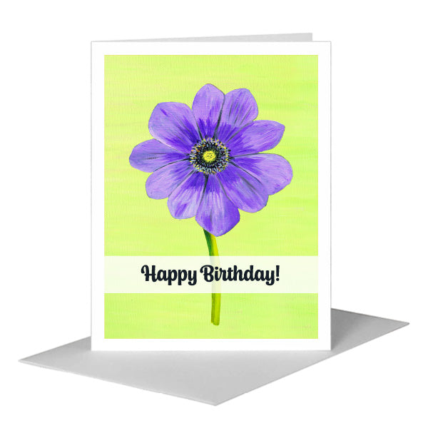 Anemone Light Purple, Greeting Card (#7264H) A2 Card Front, www.printedcanvas.com