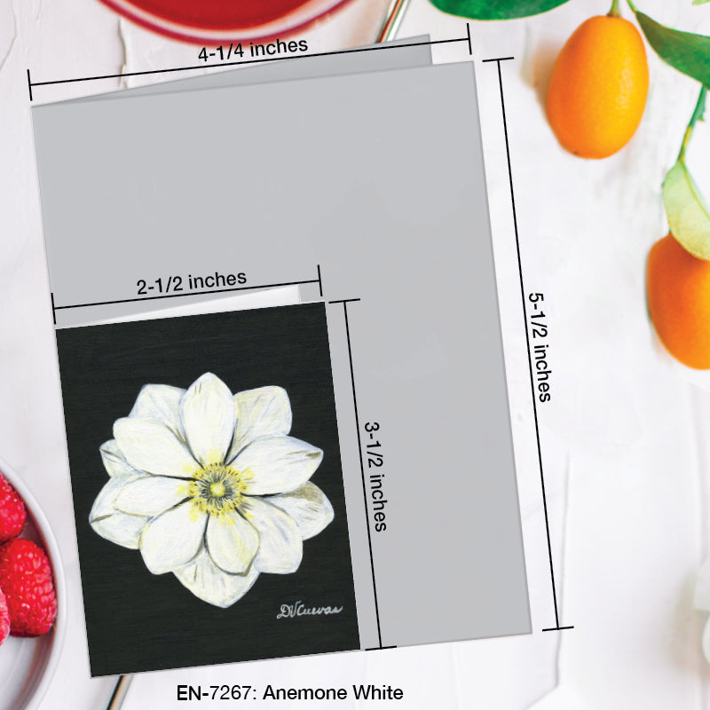 Anemone White, Greeting Card (7267A), Enclosure Card, www.printedcanvas.com
