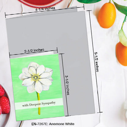 Anemone White, Greeting Card (7267E), Enclosure, www.printedcanvas.com