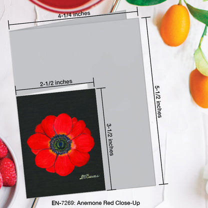Anemone Red Close-Up, Greeting Card (7269A), Enclosure Card, www.printedcanvas.com