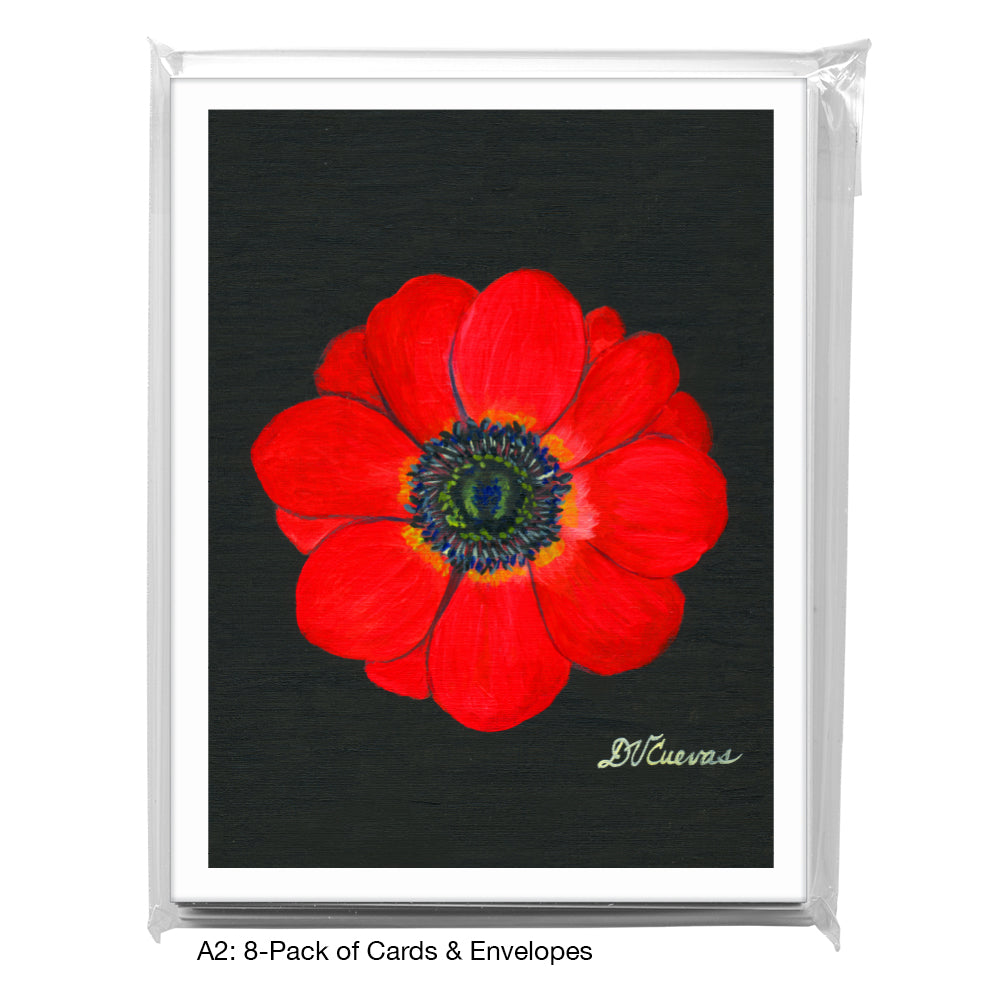 Anemone Red Close-Up, Greeting Card (7269)