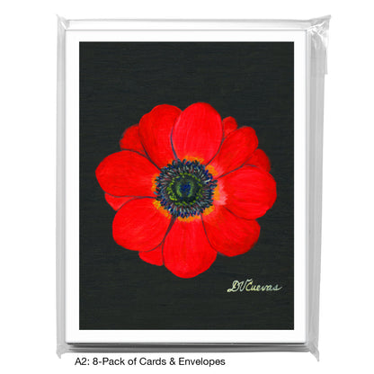 Anemone Red Close-Up, Greeting Card (7269), A2 8-Pack, printedcanvas.com