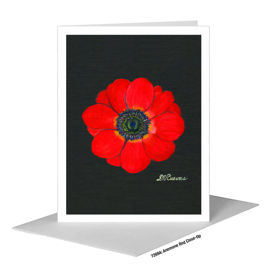 Anemone Red Close-Up, Greeting Card (#7269A)