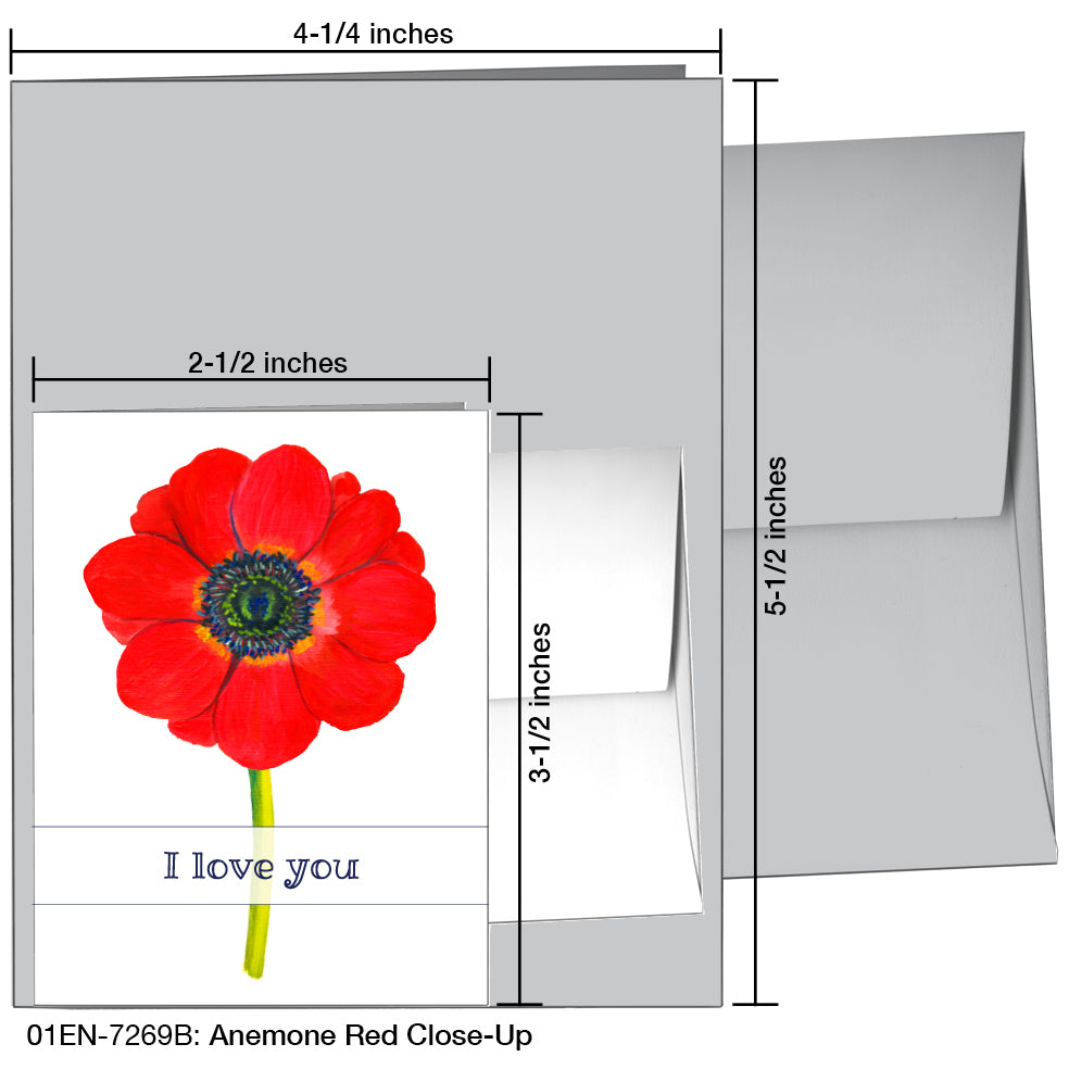 Anemone Red Close-Up, Greeting Card (7269B)