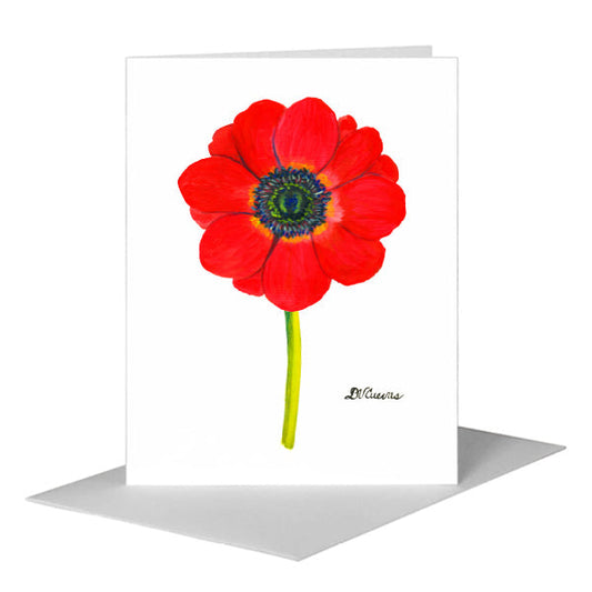 Anemone Red Close-Up, Greeting Card (#7269S) A2 Card Front, www.printedcanvas.com