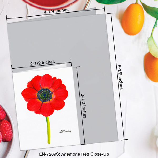 Anemone Red Close-Up, Greeting Card (7269S), Enclosure Card, www.printedcanvas.com