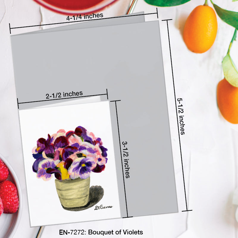 Bouquet of Violets, Greeting Card (7272F), Enclosure Card, www.printedcanvas.com
