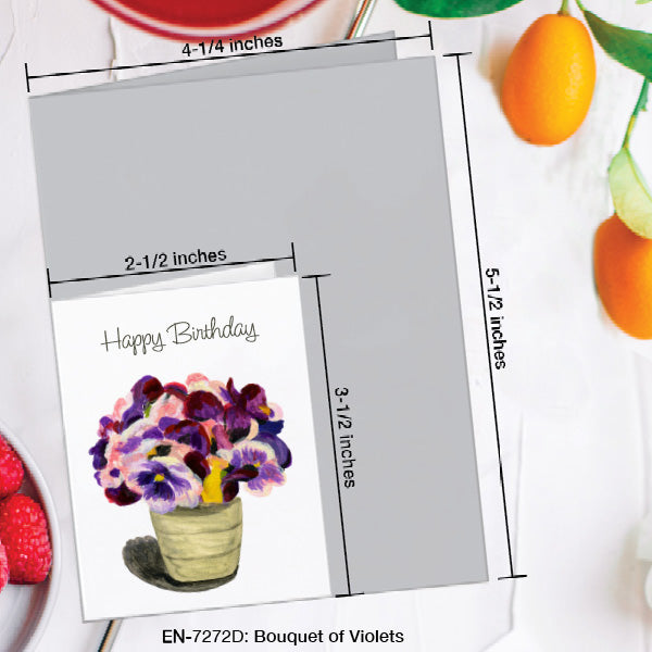 Bouquet of Violets, Greeting Card (7272D), Enclosure, www.printedcanvas.com