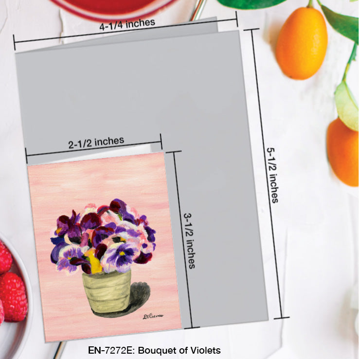 Bouquet of Violets, Greeting Card (7272E), Enclosure Card, www.printedcanvas.com