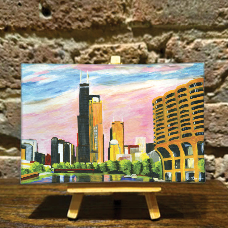 Pink Sky, Chicago, Mini Artwork (MA-7278A)
