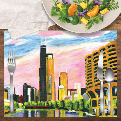 Pink Sky, Chicago, Vinyl Coaster (CST-7278A)