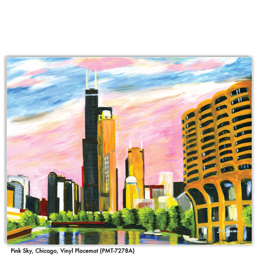 Pink Sky, Chicago, Vinyl Coaster (CST-7278A)