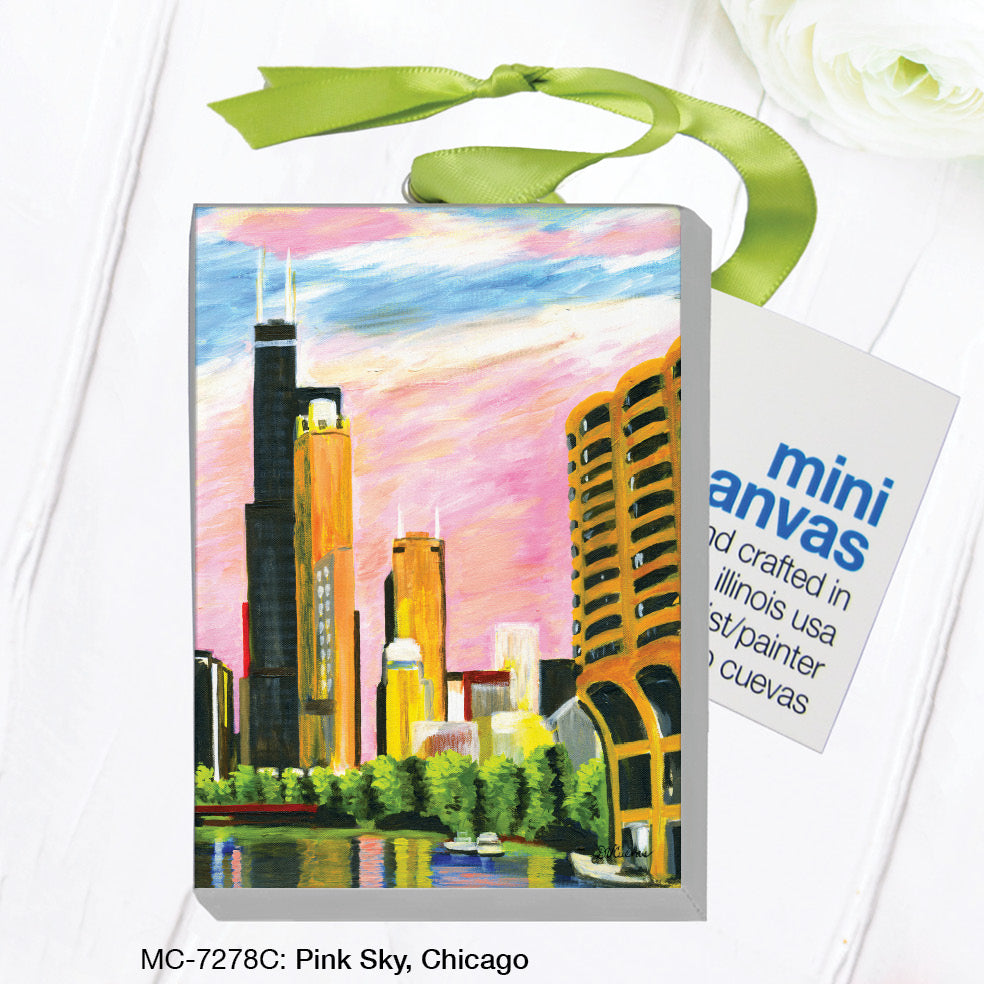 Pink Sky, Chicago, Mini Canvas (MC-7278C), Mini Canvas, www.printedcanvas.com