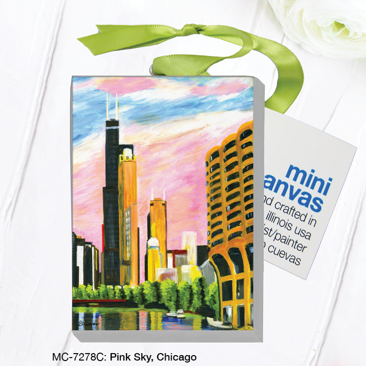 Pink Sky, Chicago, Mini Canvas (MC-7278C), Front, printedcanvas.com