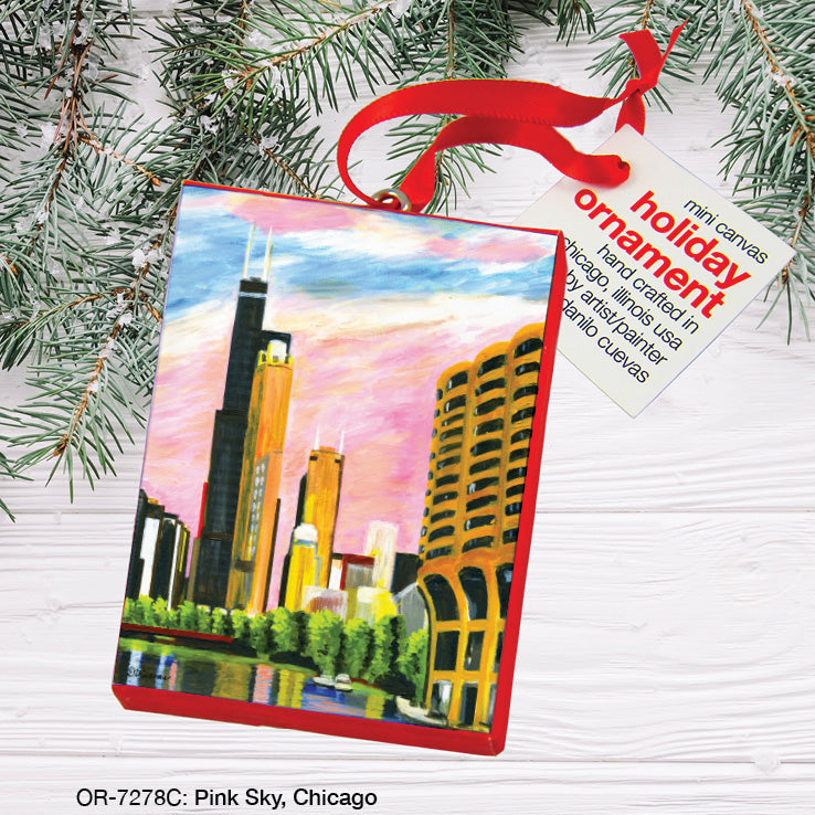 Pink Sky, Chicago, Ornament (OR-7278C), Front, printedcanvas.com