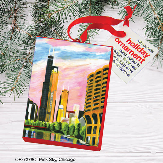 Pink Sky, Chicago, Ornament (OR-7278C), Front, printedcanvas.com
