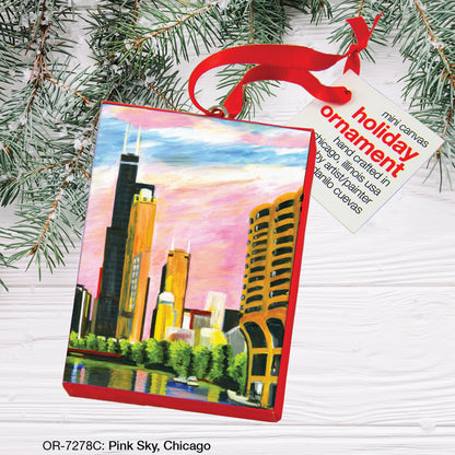 Pink Sky, Chicago, Ornament (OR-7278C)