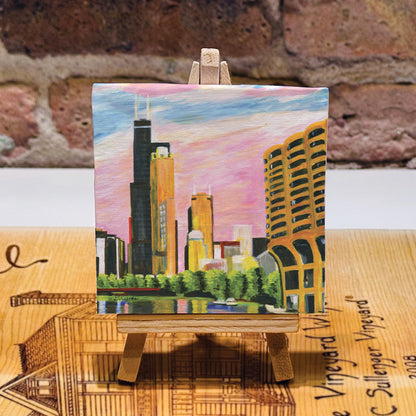 Pink Sky, Chicago, Mini Artwork (MA-7278D)