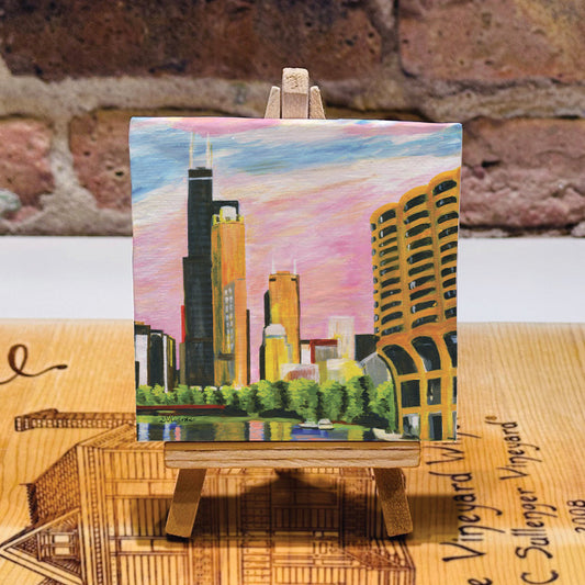 Pink Sky, Chicago, Mini Artwork (MA-7278D)