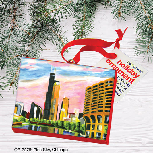 Pink Sky, Chicago, Ornament (OR-7278), Front, printedcanvas.com