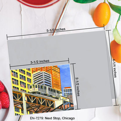 Next Stop, Chicago, Greeting Card (7279B), Enclosure Card, www.printedcanvas.com