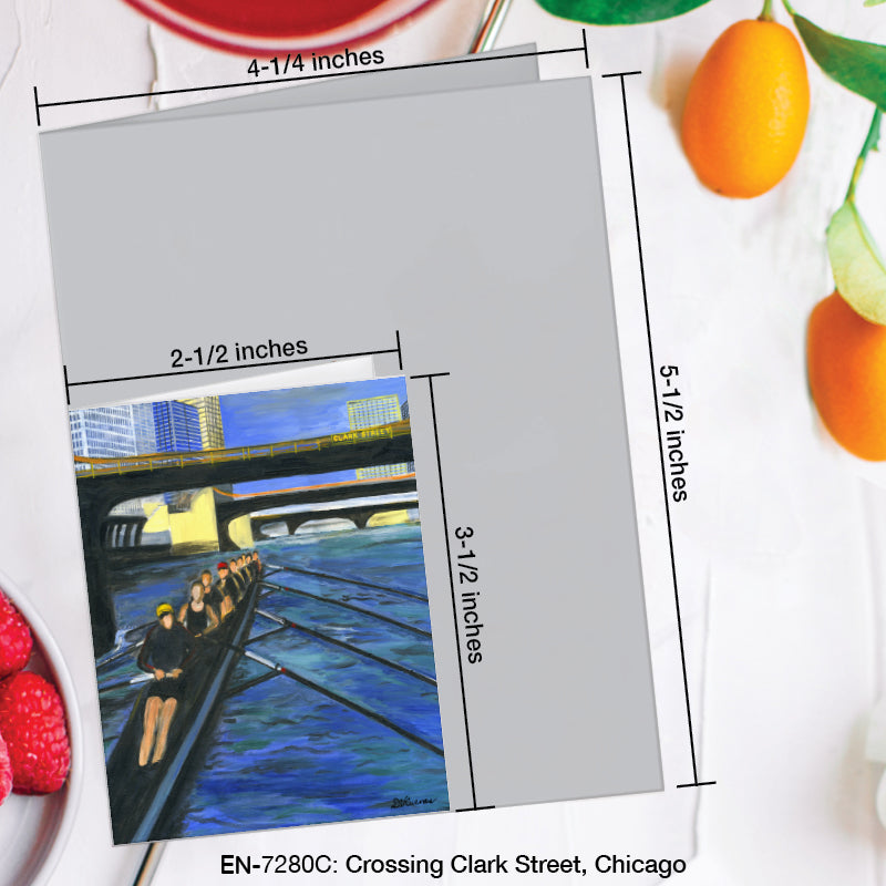 Crossing Clark Street, Chicago, Greeting Card (7280C), Enclosure Card, www.printedcanvas.com