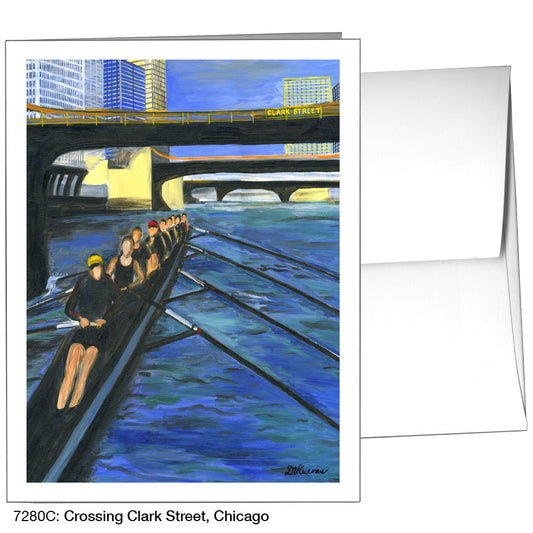 Crossing Clark Street, Chicago, Greeting Card (7280C), A2 Card Front, www.printedcanvas.com