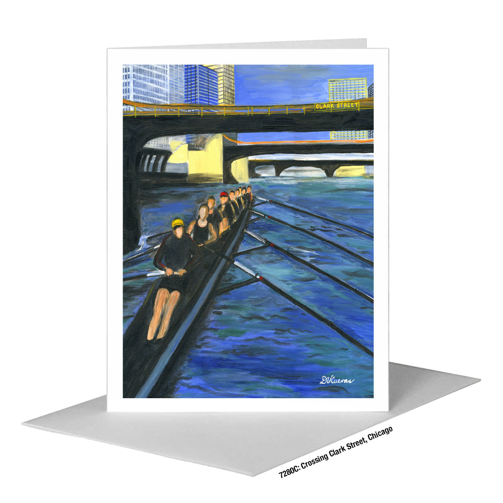 Crossing Clark Street, Chicago, Greeting Card (#7280C), A2 Card Front, www.printedcanvas.com