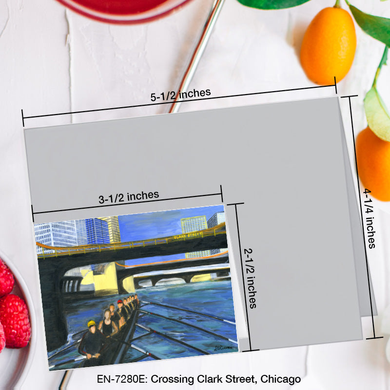 Crossing Clark Street, Chicago, Greeting Card (7280E), Enclosure Card, www.printedcanvas.com
