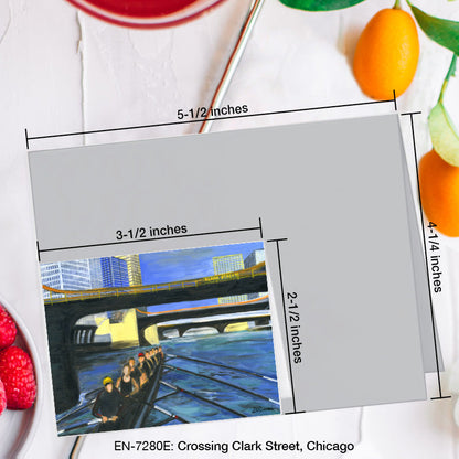 Crossing Clark Street, Chicago, Greeting Card (7280E), Enclosure Card, www.printedcanvas.com