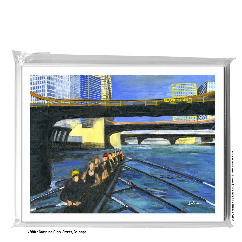 Crossing Clark Street, Chicago, Greeting Card (#7280E), 8-Pack, www.printedcanvas.com