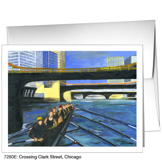 Crossing Clark Street, Chicago, Greeting Card (7280E), A2 Card Front, www.printedcanvas.com
