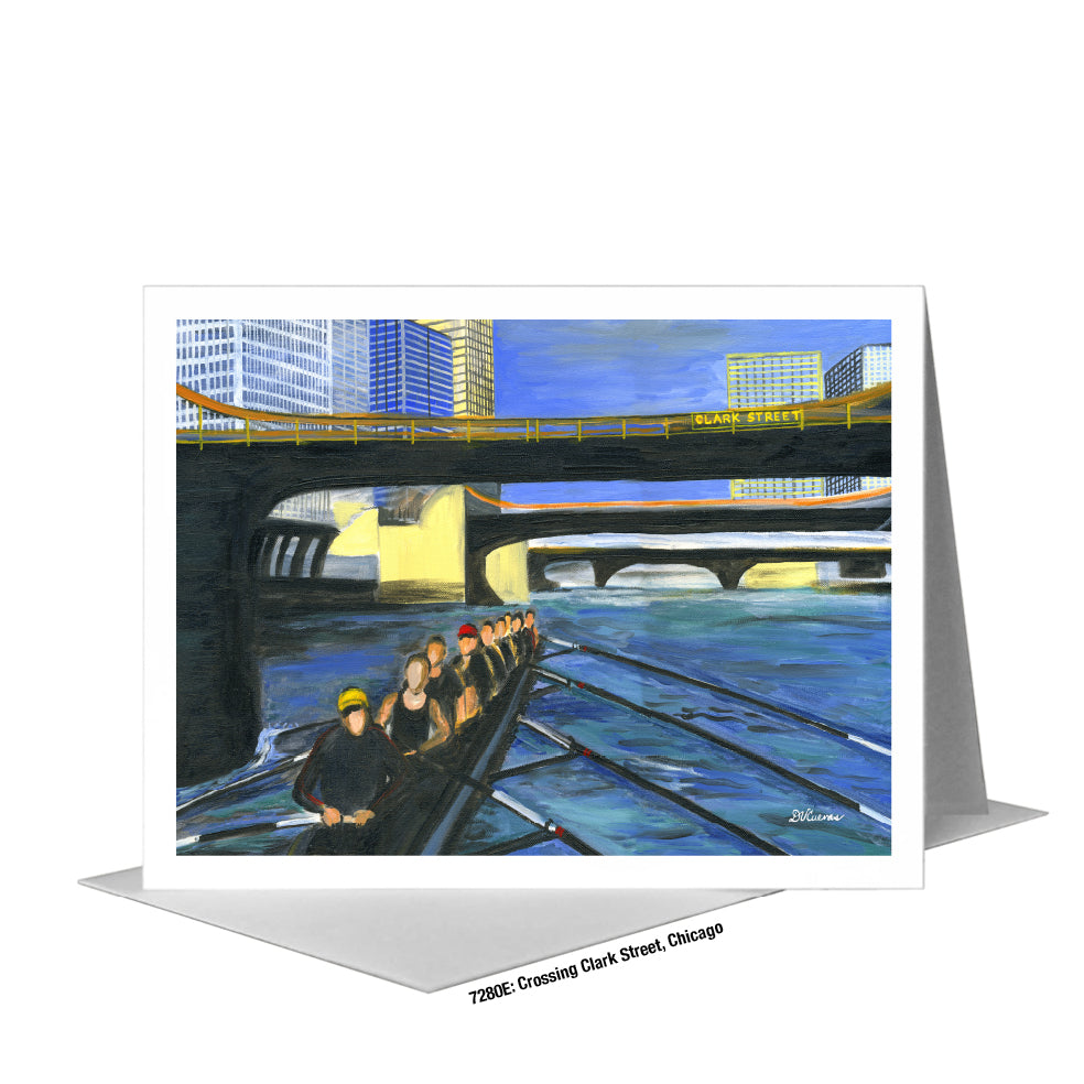 Crossing Clark Street, Chicago, Greeting Card (#7280E), A2 Card Front, www.printedcanvas.com